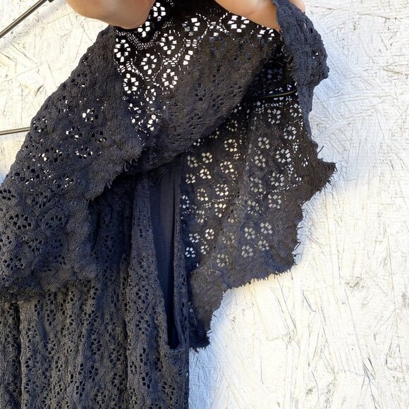 Nightcap Clothing Stretch Lace Ruffle Off Shoulder Open Back Jumpsuit Sz XS - Picture 4 of 10